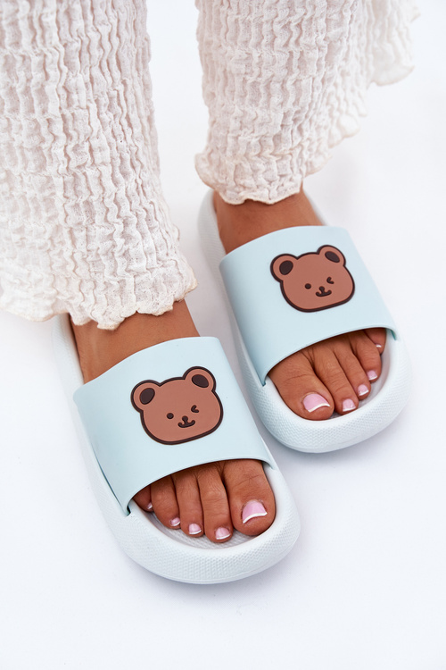 Women's Foam Slippers With Bear Blue Lalon
