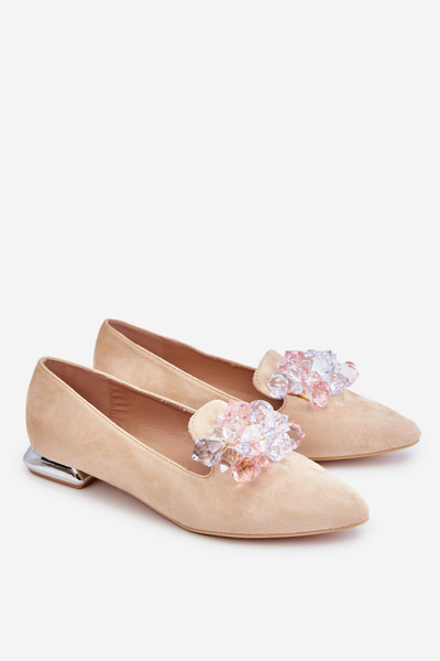 Women's Embellished Loafers With Flat Heels Beige Sloane