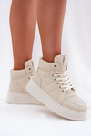 High Women's Sneakers On Platform Beige Tillive