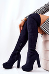 Suede heeled boots Navy blue Minesa