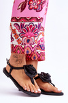 Women's Flip Flops With Fabric Rose Black Carisma