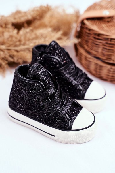 Children's Sneakers With Glitter Black Ally