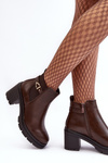 Leather Women's Boots On Massive Heel Brown Belinda