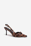 Peep toe with open heel and straps leopard print brown Ravira