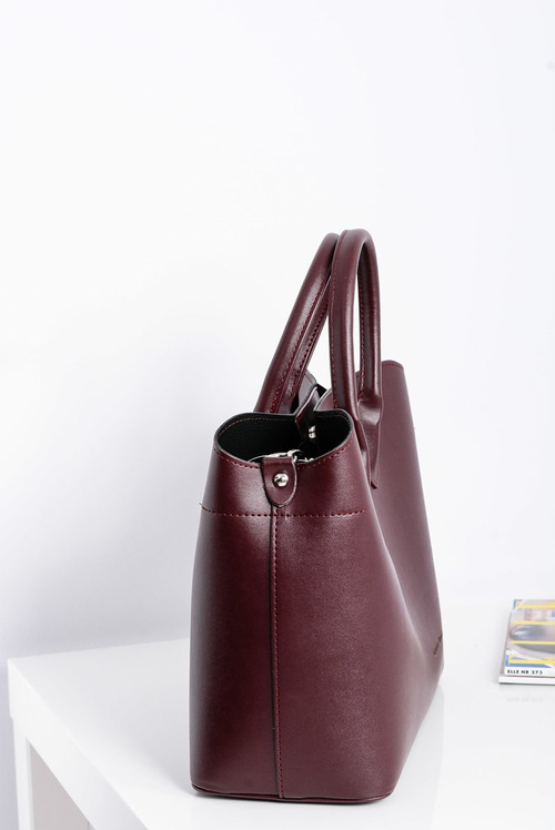Women's Maroon Shopper Handbag + Cosmetic Bag