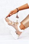 Sneakersy Buty Sportowe Skarpetka Beżowo-Białe Colleen