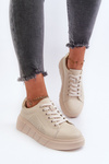 Women's Leather Platform Sneakers Beige Gatira