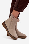 Women's Snow Boots on Platform with Fur Beige Briselle