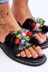 Slippers With Decorative Beads S.Barski KV-2775-47 Black