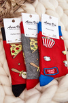 Men's Socks with Pizza Patterns Grey