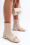 Ankle Boots with Heel and Embellishment Light Beige Adinah