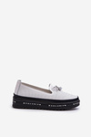 Women's Leather Platform Loafers by S.Barski LR400 White