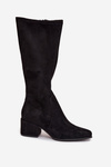 Women's Low Heel Eco Suede Boots Sergio Leone KZ212 Black