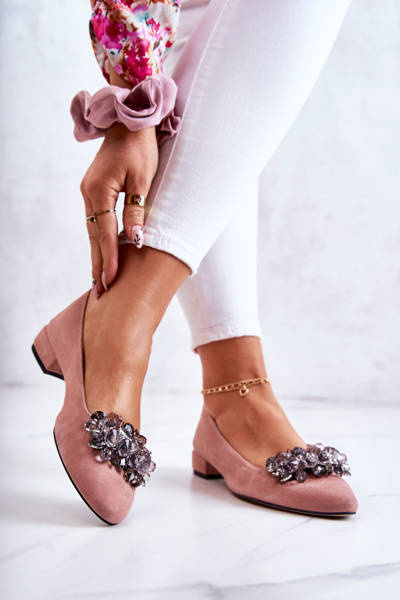 Suede Ballerinas With Decoration Pink Loretty