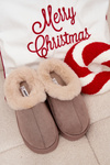 Women's slippers with fur Khaki Eveline
