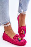 Suede Loafers With Bow And Fringes Fuchsia Dorine