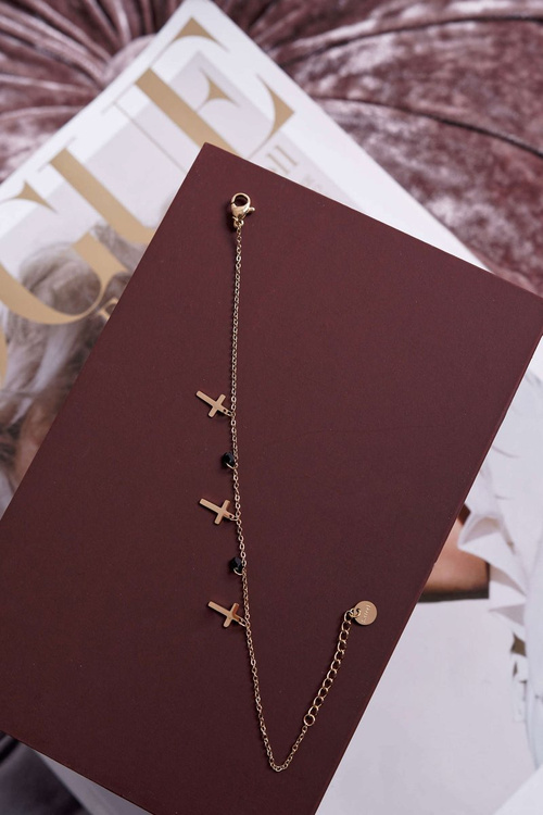 Women's Celebrity Bracelet Gold Three Crosses