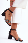Shiny Heeled Sandals Black Enenor