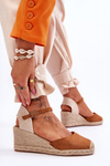 Suede Espadrilles Wedge Sandals camel Cammer 
