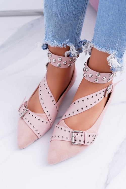 Lu Boo | Ballerina Ballerinas Stripes Rivets Powder Pink Esteria