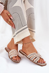 Classic Women's Flat Sandals Beige Scazze
