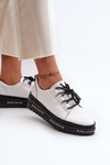 White Platform Sneakers with Glossy Finish S.Barski LR592B