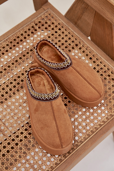 Młodzieżowe Dziecięce Śniegowce Na Platformie Z Haftem Camel Jolisse