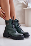 Zazoo 60486 Leather Ankle Boots Workwear Insulated Dark Green
