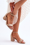 Suede Classic Low Heel Sandals Beige Honeymoon