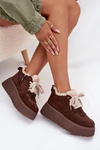 Women's Snow Boots On Platform With Shearling Type Lamb Brown Luma