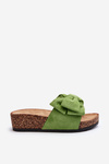 Women's Cork Platform Sandals with Bow Green Tarena
