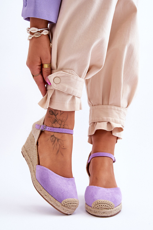 Suede Espadrilles Wedge Sandals Violet Cammer 
