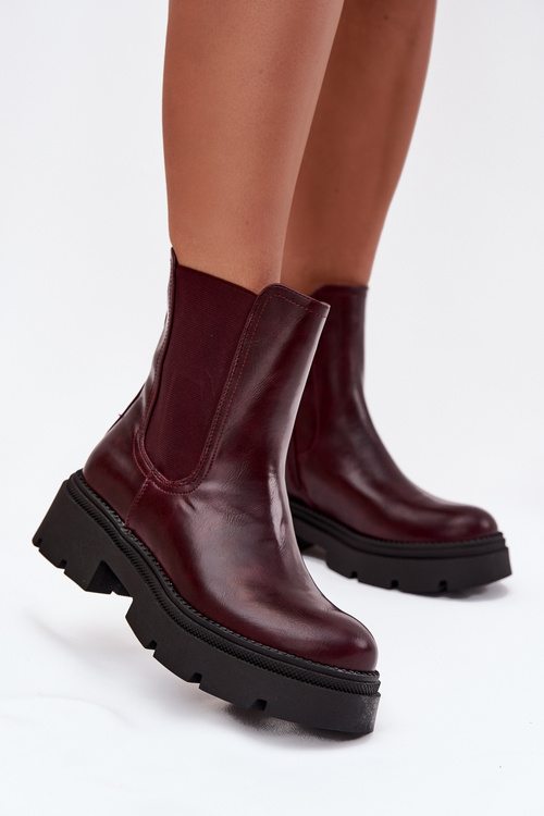 Insulated ankle boots with zipper burgundy Niviane