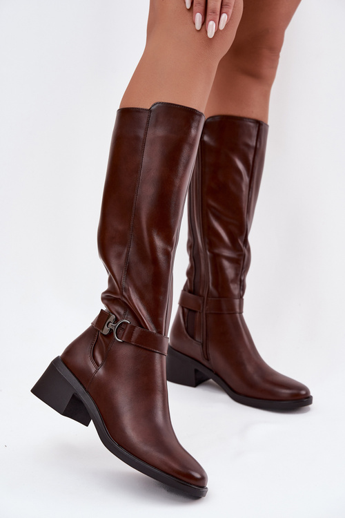 Insulated women's wedge boots with strap Sergio Leone KZ25826 Brown