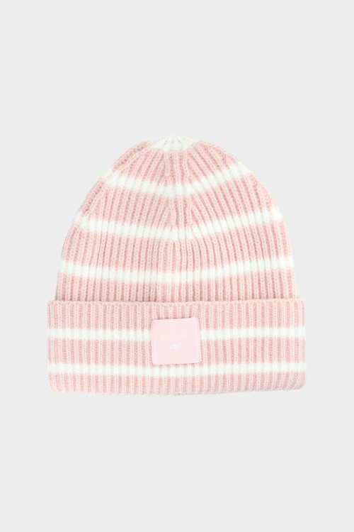 Girls winter hat striped light pink 4F 4FJWAW24ACAPF417-56S