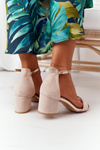 Suede High Heel Sandals Beige Janet
