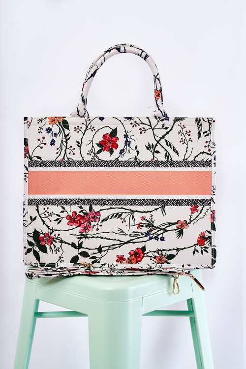 Large Classic Purse In pattern White and Orange Micola