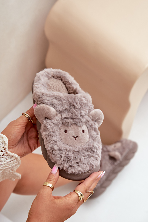 Kapcie Owieczki Damskie Futrzane Ciemnobeżowe Phaeia