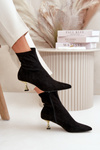 Women's Stiletto Boots Eco Suede With Pointed Toes Black Irithare