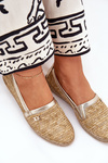 Espadryle Damskie Eleganckie Z Plecionką Beżowo-Złote Zazoo 10178
