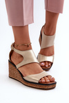 Women's Leather Wedge Sandals Maciejka 06657-25 Gold