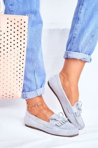Women's Suede Moccasins Blue Velucci