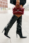 Lacquered Insulated Stiletto Boots With Buckle Black Tameliae