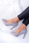 Women's Grey Lacquered Stiletto Post Campbell pumps