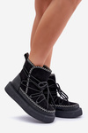 Women's Snow Boots With Embroidery On Platform Black Naleris