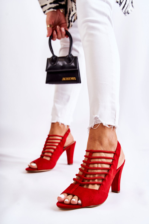 Suede Sandals On High Heels Red Vinnie