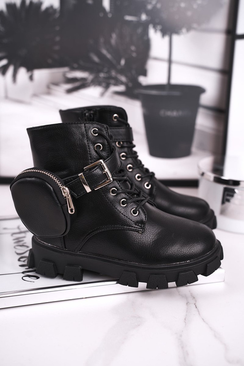 Children's boots with warm fur small bag black Twinkle