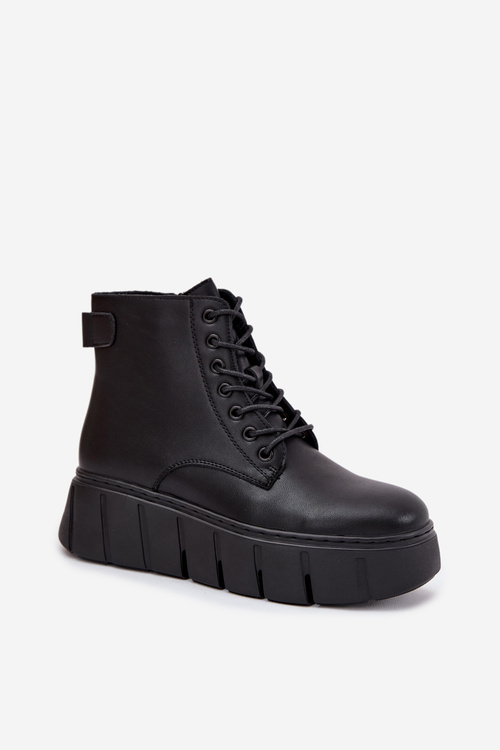 Leather Insulated Women's Boots on Platform Vinceza 66803 Black