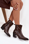 Leather Women's Cowboy Boots on Heel with Lining Zazoo 60565 Chocolate