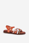 Women's Sandals With Intertwining Straps Orange Sergio Leone SK090H